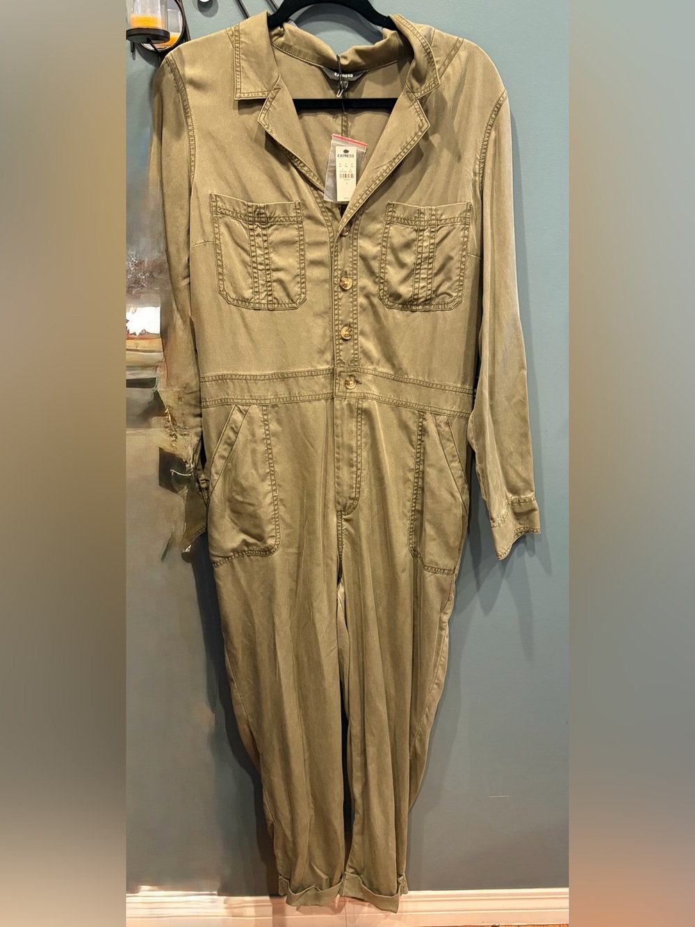 Express Long Sleeve Utility Jumpsuit  2019 Sz L NWT